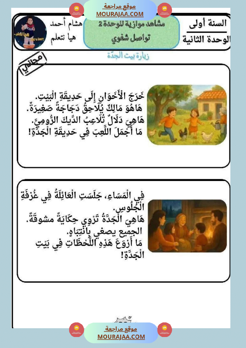 تواصل الشفوي السنة الأولى