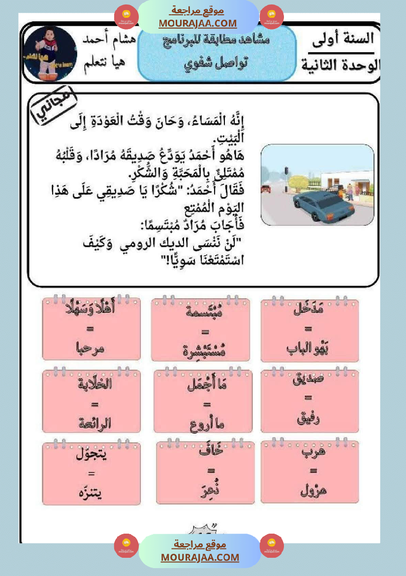 تواصل الشفوي السنة الأولى