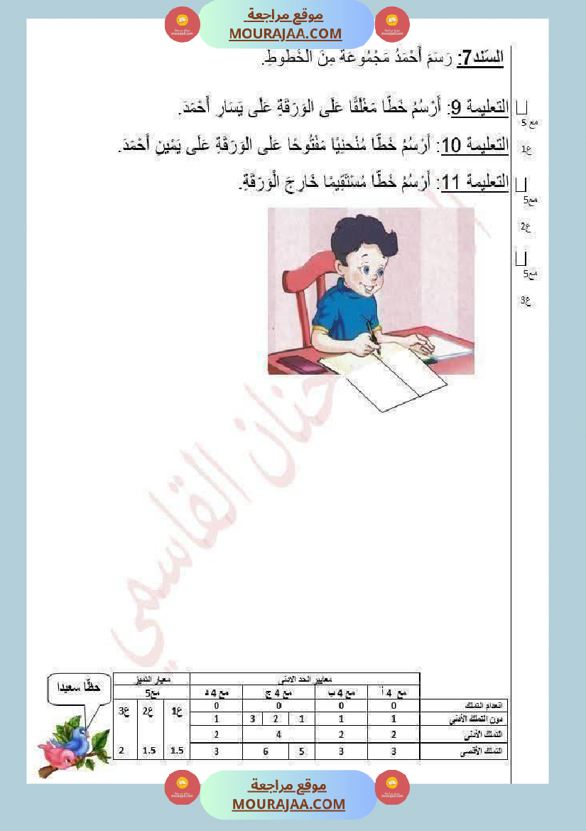 تقييم رياضيات السنة الاولى