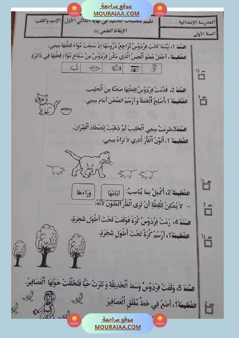 اولى ابتدائي امتحانات الثلاثي الاول صفحة 13