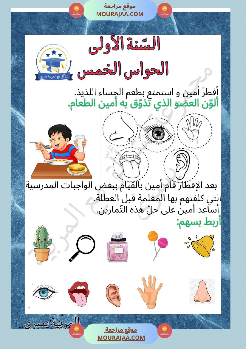 السنة الأولى إيقاظ علمي محور الحواس الخمس