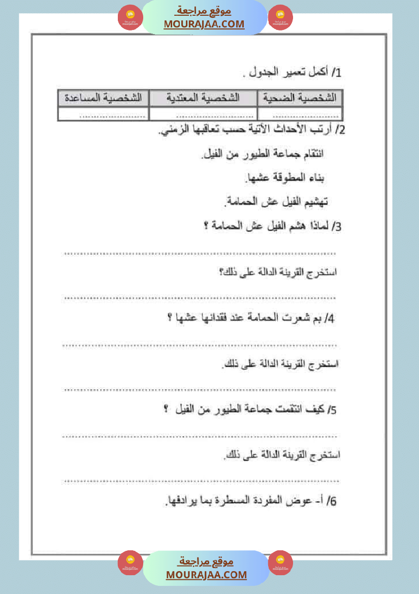 امتحان السنة الرابعة الثلاثي الاول