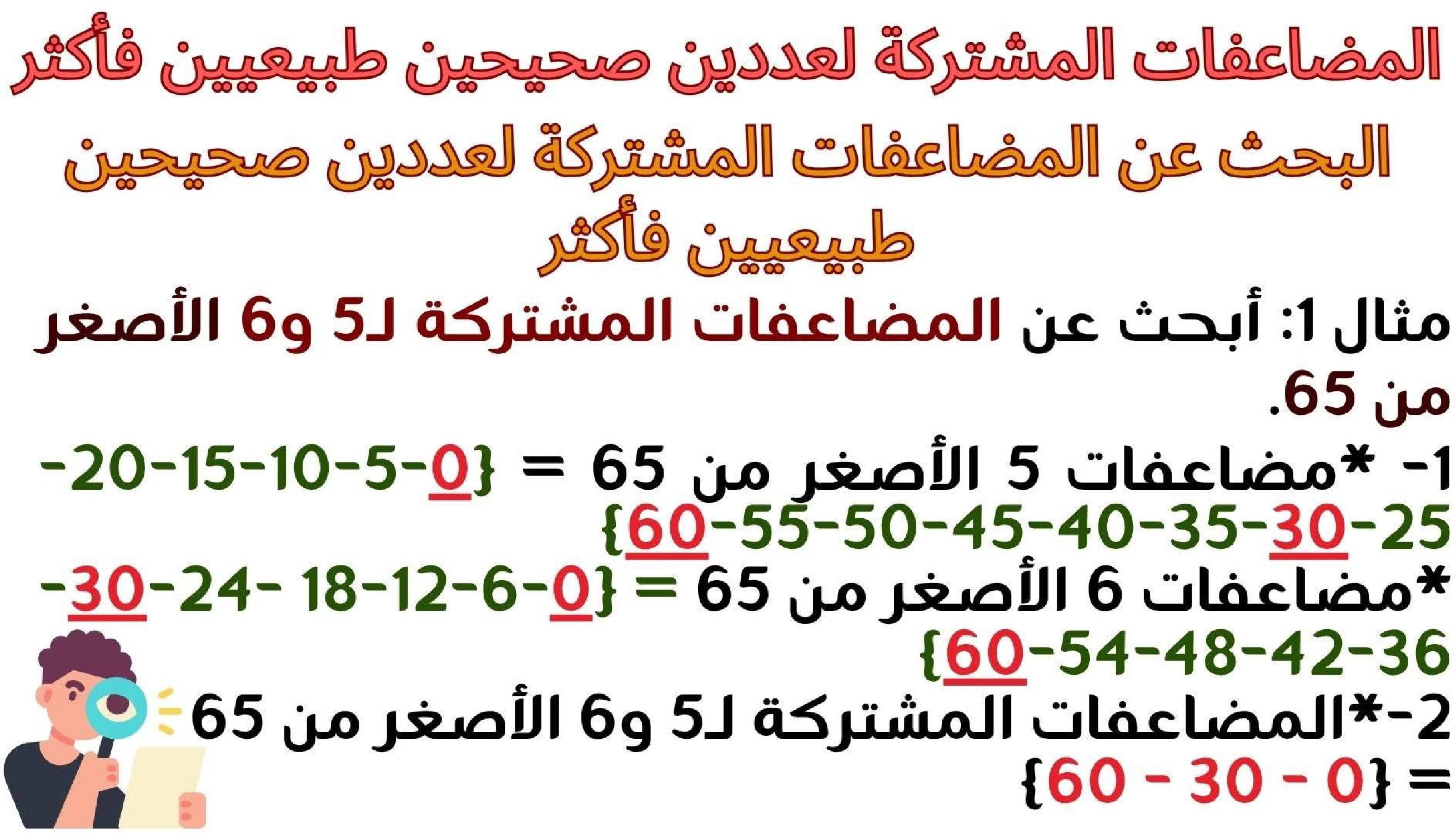 حساب سنة 6 الد رس أتعر ف مضاعفات مشتركة لعددين صحيحين طبيعيين فأكثر صفحة 18