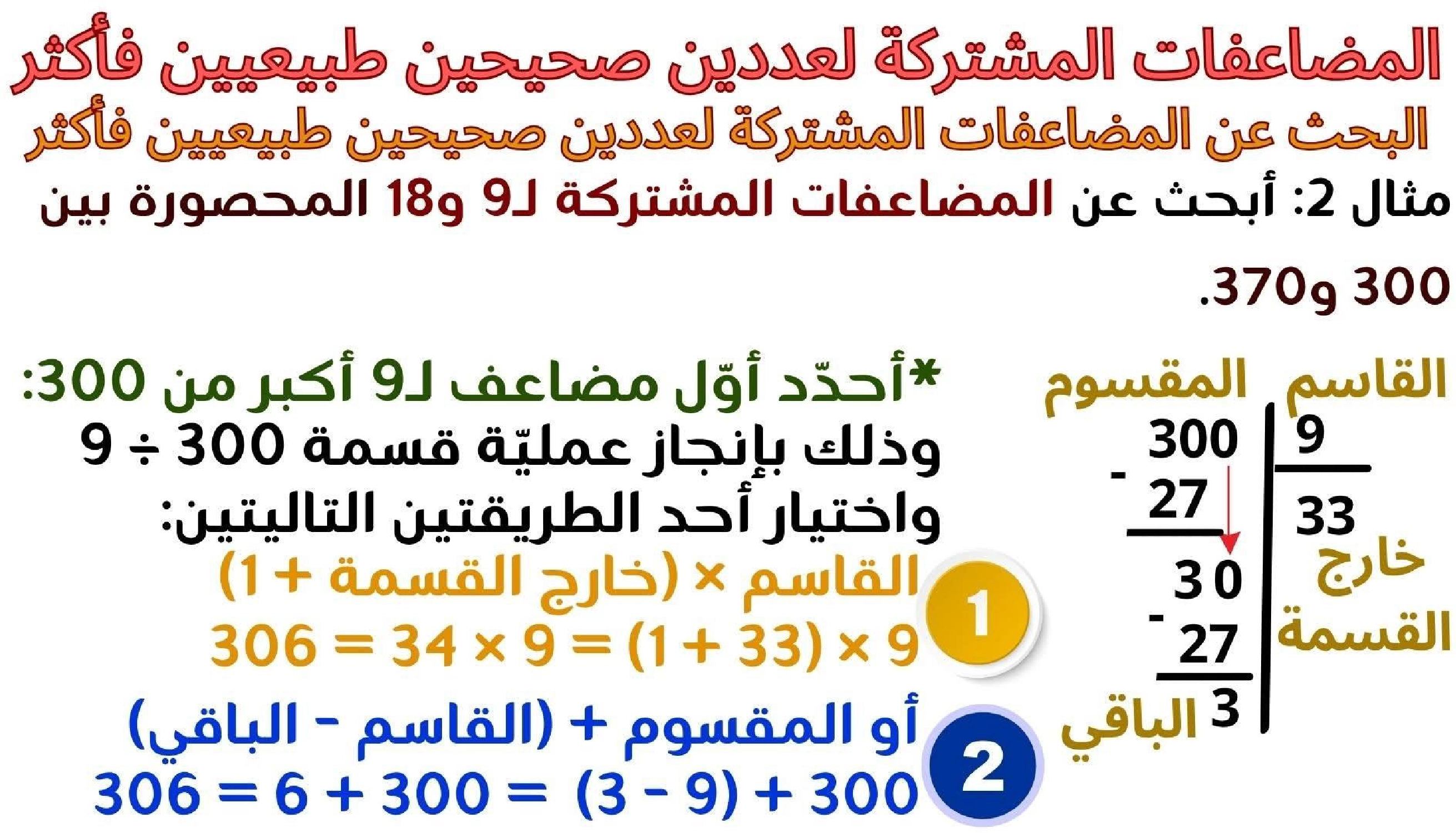 حساب سنة 6 الد رس أتعر ف مضاعفات مشتركة لعددين صحيحين طبيعيين فأكثر صفحة 19