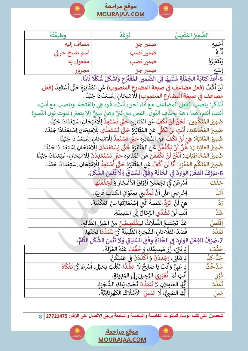 تقاييم قواعد اللغة السنة السادسة صفحة 12