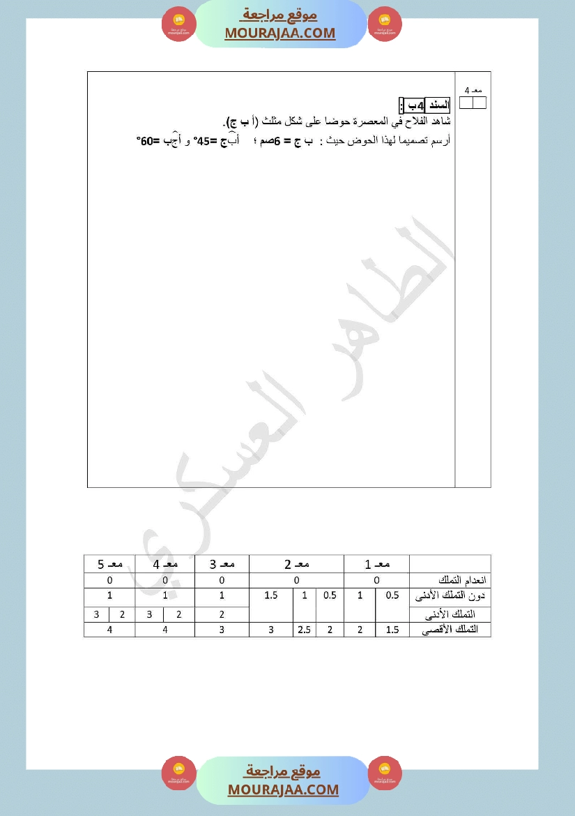 تقييم الثلاثي الاول مع الاصلاح رياضيات سنة سادسة صفحة 3