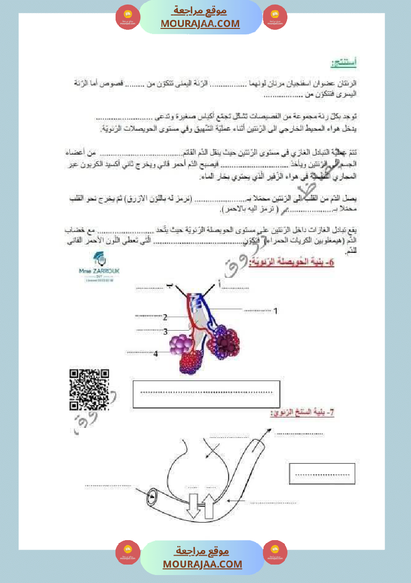سنة سادسة إيقاظ علمي وحدة الهواء و التنفس درس التبادل الغازي في مستوى الرئتين