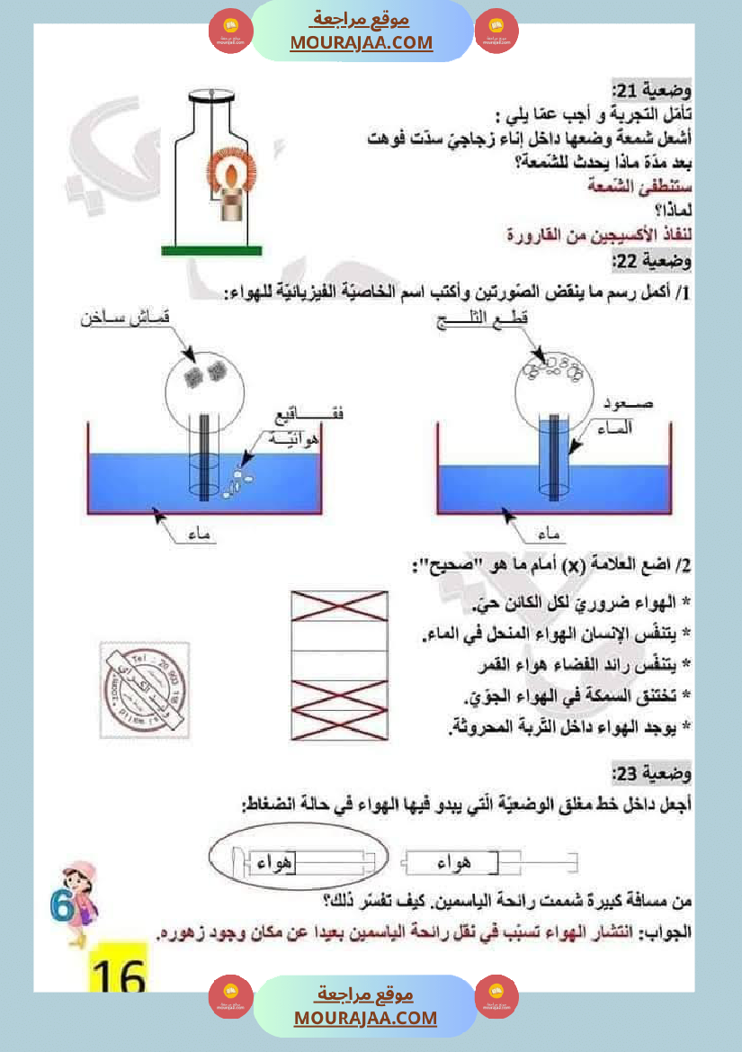 سنة سادسة ايقاظ علمي الثلاثي الاول مراجعة شاملة بالاصلاح