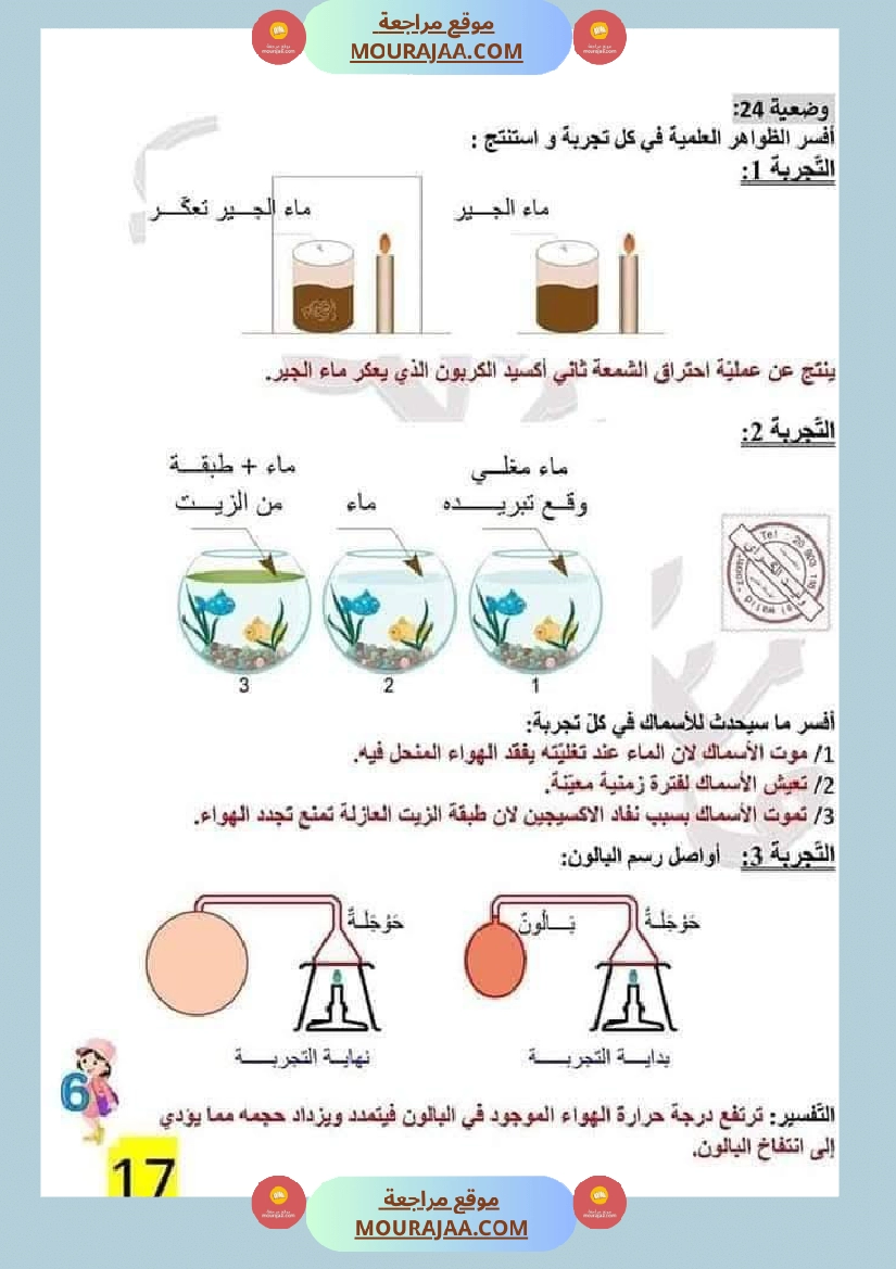سنة سادسة ايقاظ علمي الثلاثي الاول مراجعة شاملة بالاصلاح صفحة 9