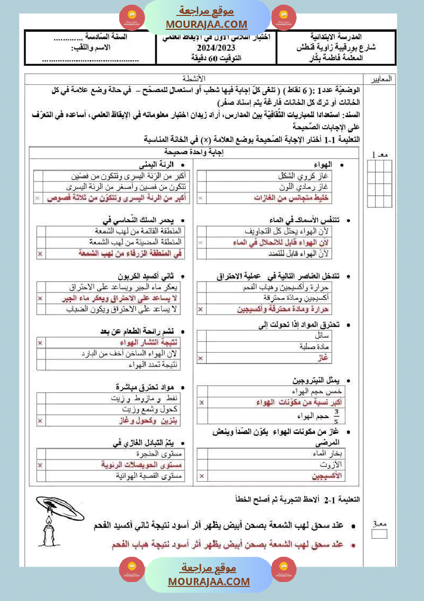 سنة سادسة ايقاظ علمي مع الاصلاح