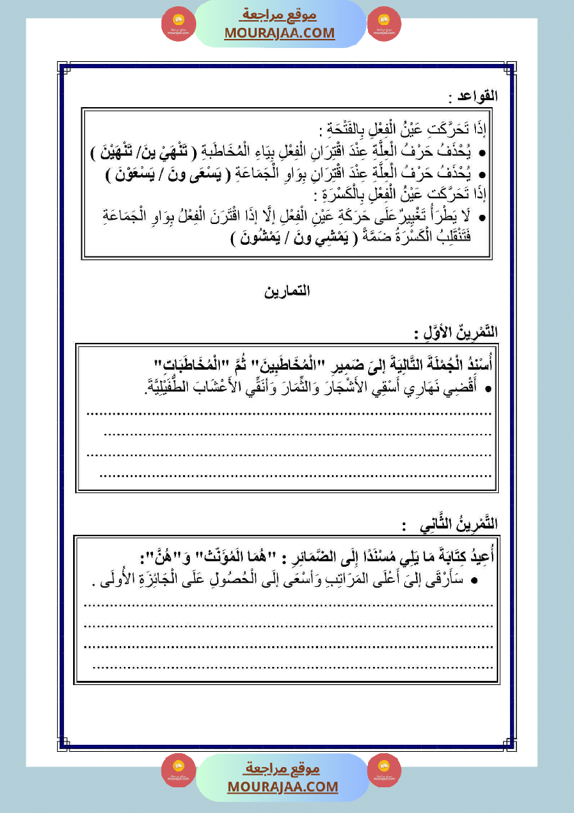 الناقص اليائي والناقص الواوي في الماضي والمضارع المجزوم والمنصوب والامر