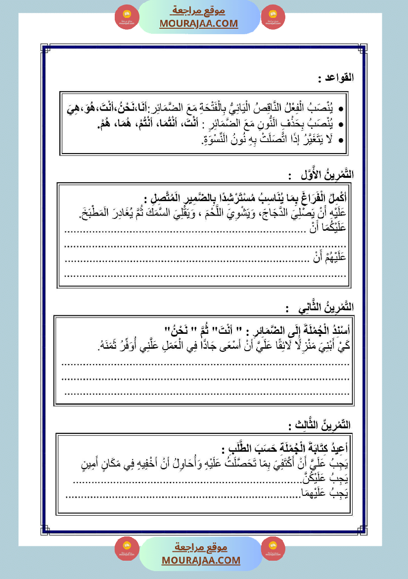 الناقص اليائي والناقص الواوي في الماضي والمضارع المجزوم والمنصوب والامر