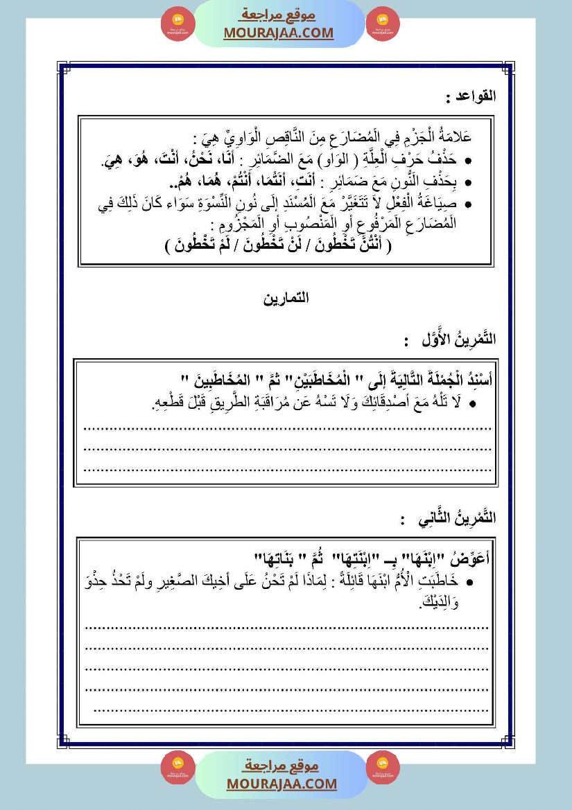 الناقص اليائي والناقص الواوي في الماضي والمضارع المجزوم والمنصوب والامر