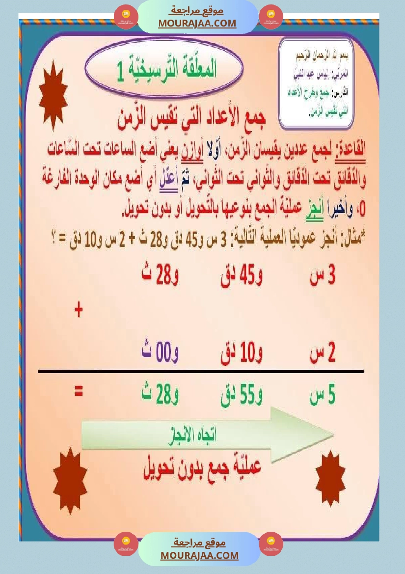 السنة السادسة معلقات ترسيخية في مادة الرياضيات