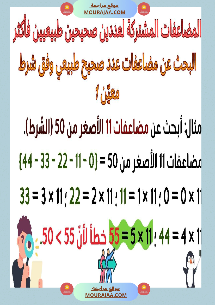 حساب سنة 6 الد رس أتعر ف مضاعفات مشتركة لعددين صحيحين طبيعيين فأكثر