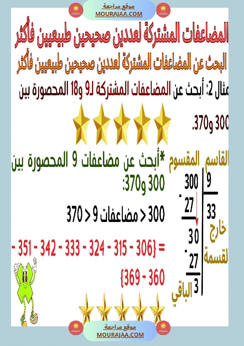 حساب سنة 6 الد رس أتعر ف مضاعفات مشتركة لعددين صحيحين طبيعيين فأكثر