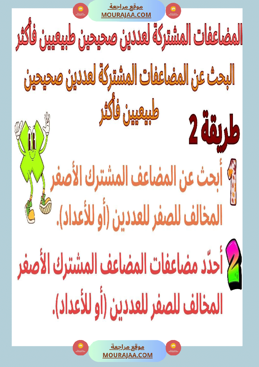 حساب سنة 6 الد رس أتعر ف مضاعفات مشتركة لعددين صحيحين طبيعيين فأكثر