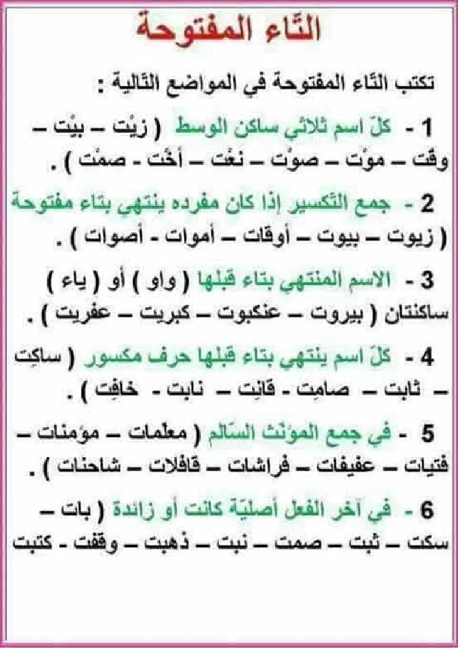 كيف نفرق بين التاء المفتوحة والمربوطة شرح مفصل مع تمارين  صفحة 4