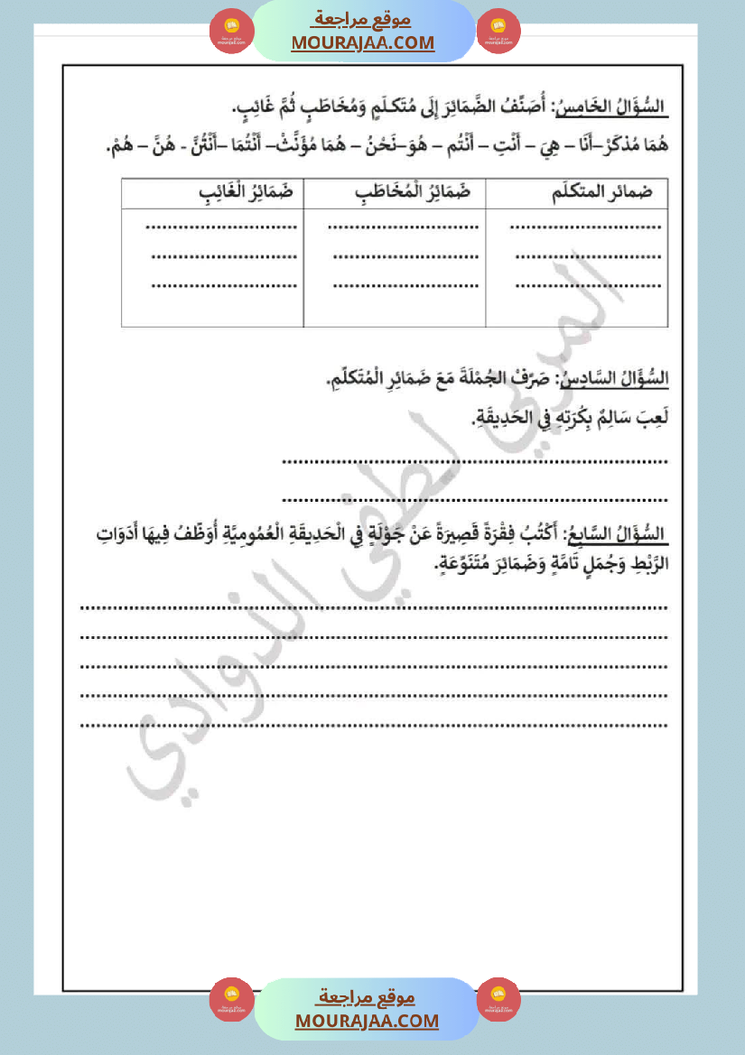 السنة الثالثة تقييمات الفترة الأولى رياضيات إيقاظ علمي قراءة وفهم قواعد لغة إنتاج كتابي اصلاح