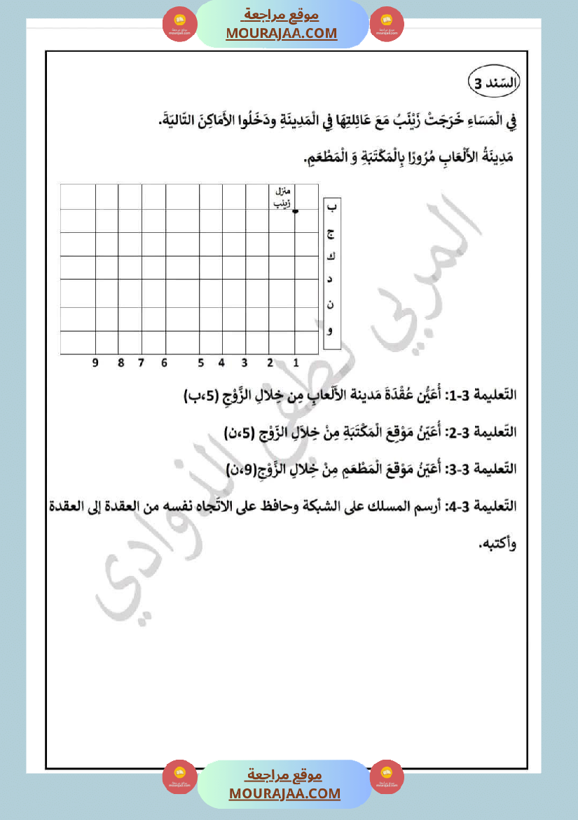 السنة الثالثة تقييمات رياضيات إيقاظ علمي قراءة وفهم قواعد لغة إنتاج كتابي