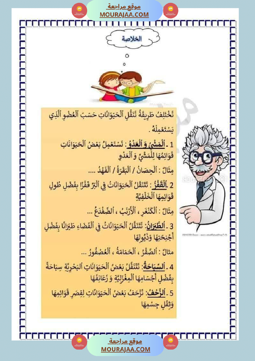 محور التنقل عند الحيوانات السنة الثالثة