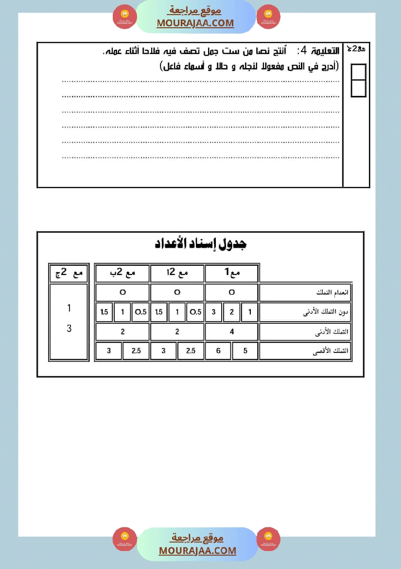 تقييمات قواعد اللغة السنة الخامسة الثلاثي الثاني صفحة 9