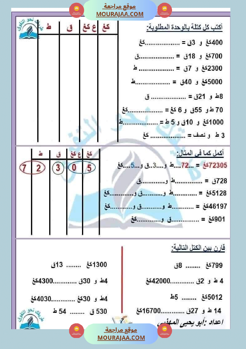 السنة الخامسة القسمة على عدد متكون من رقمين وثلاثة أرقام