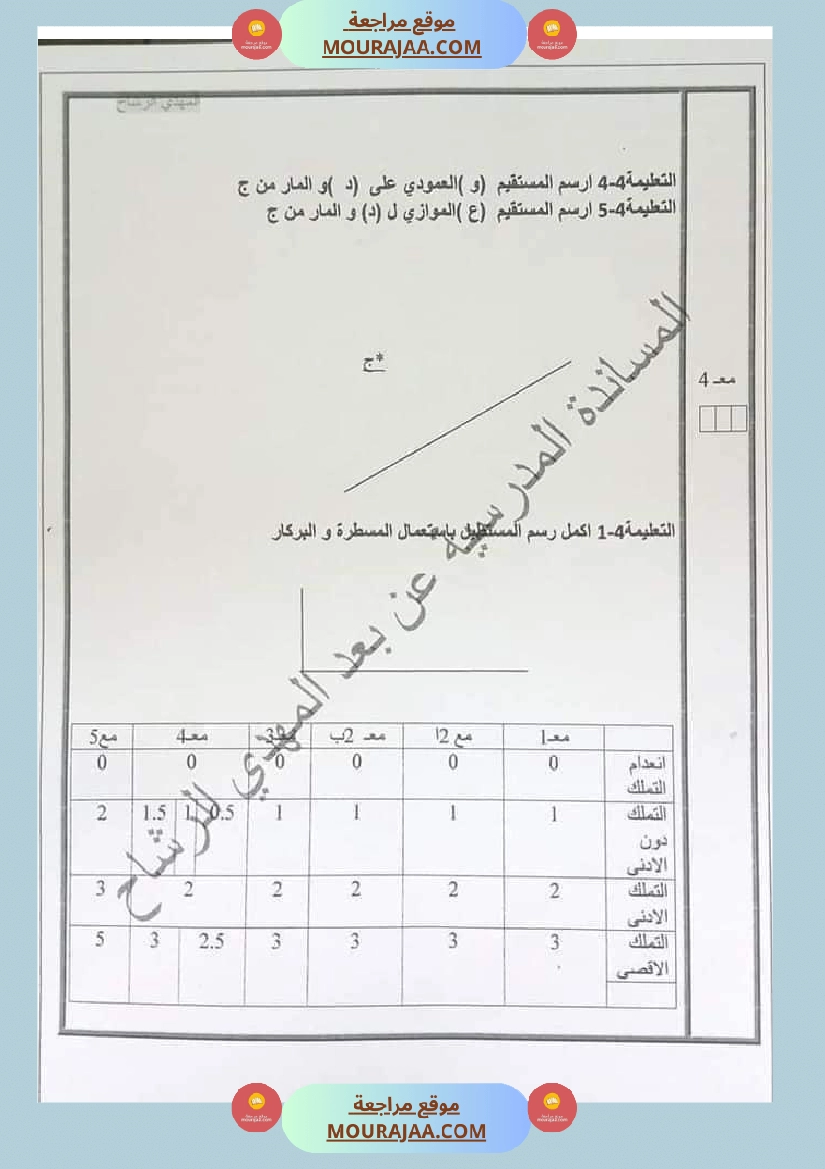 تقييم في الرياضيات و الايقاظ العلمي السنة الخامسة مرفق بالاصلاح صفحة 3