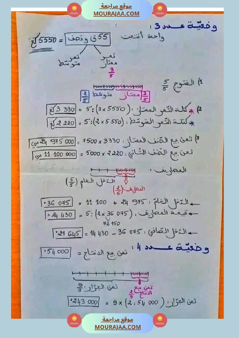 سنة خامسة وضعيات للاعداد الكسرية مع الإصلاح صفحة 5