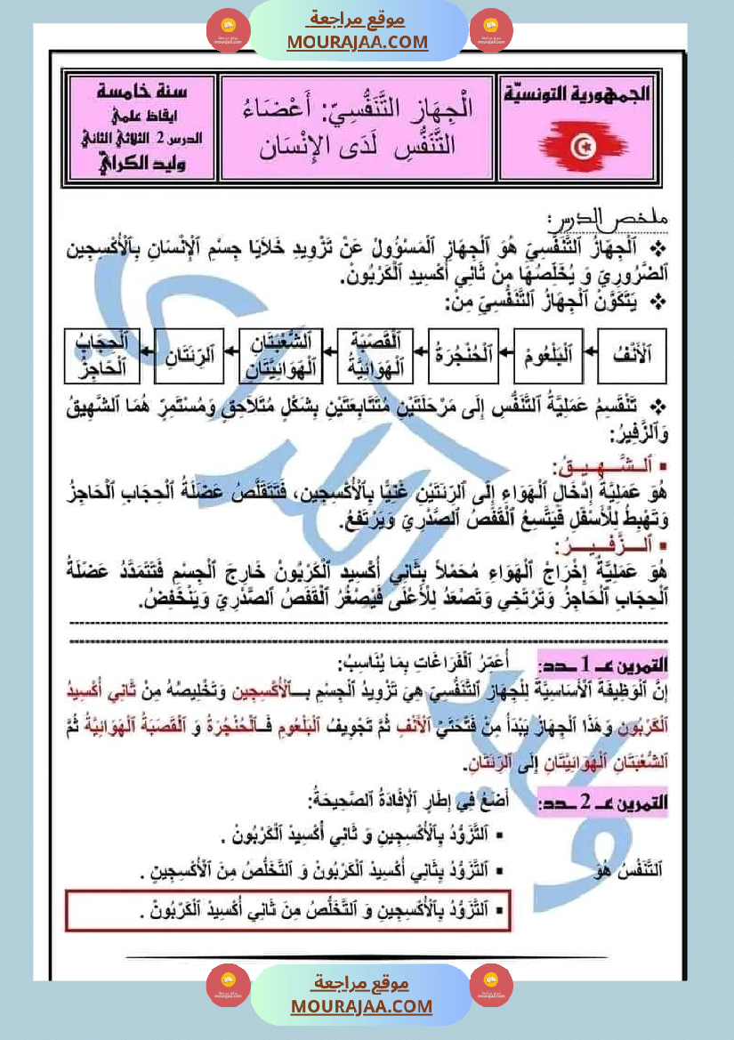 السنة الخامسة ايقاظ علمي الجاهز النفسي تطبيقات مرفقة بالاصلاح