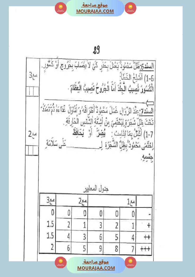اختبار سنة ثانية ابتدائي ايقاظ علمي الثلاثي الثاني