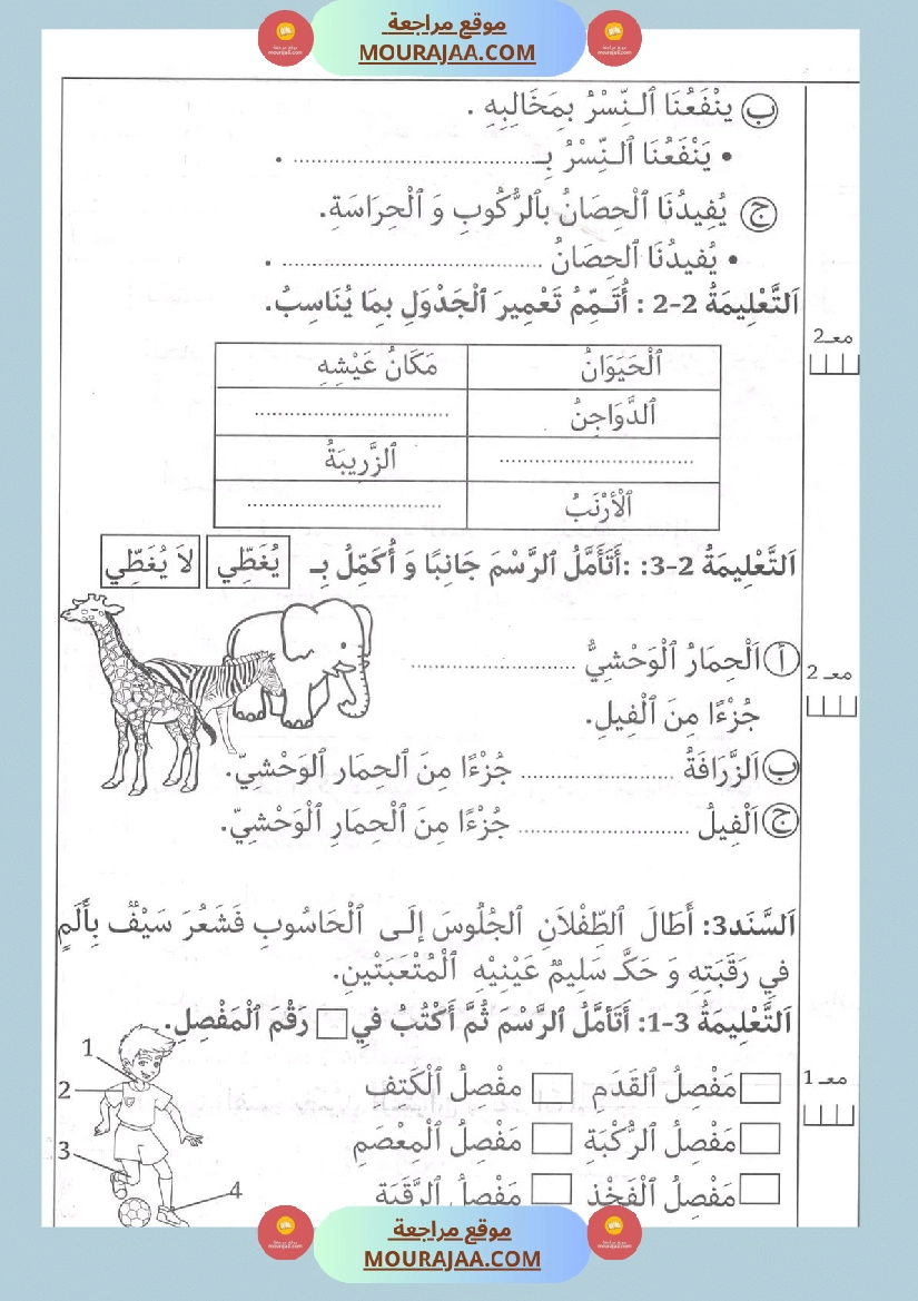 اختبار في سنة ثانية ابتدائي ايقاظ علمي الثلاثي الثاني صفحة 2
