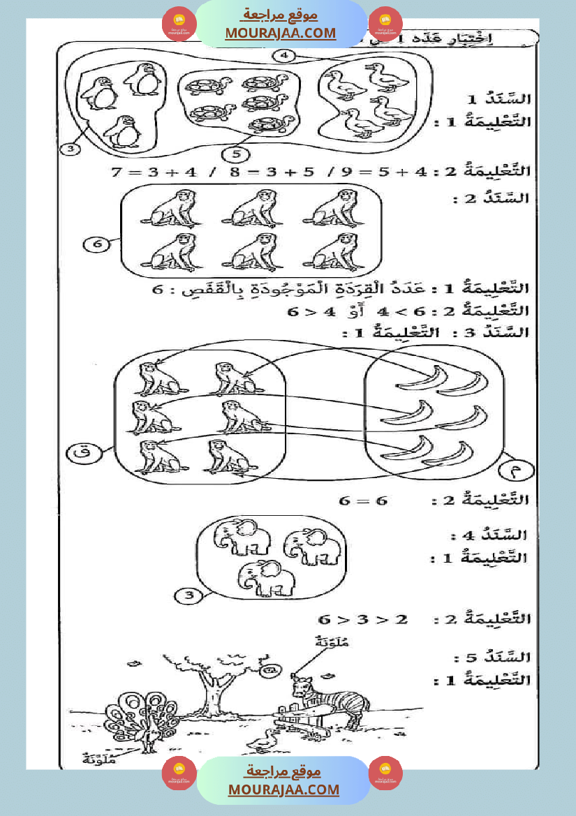 امتحان سنة أولى ابتدائي رياضيات الثلاثي الثاني