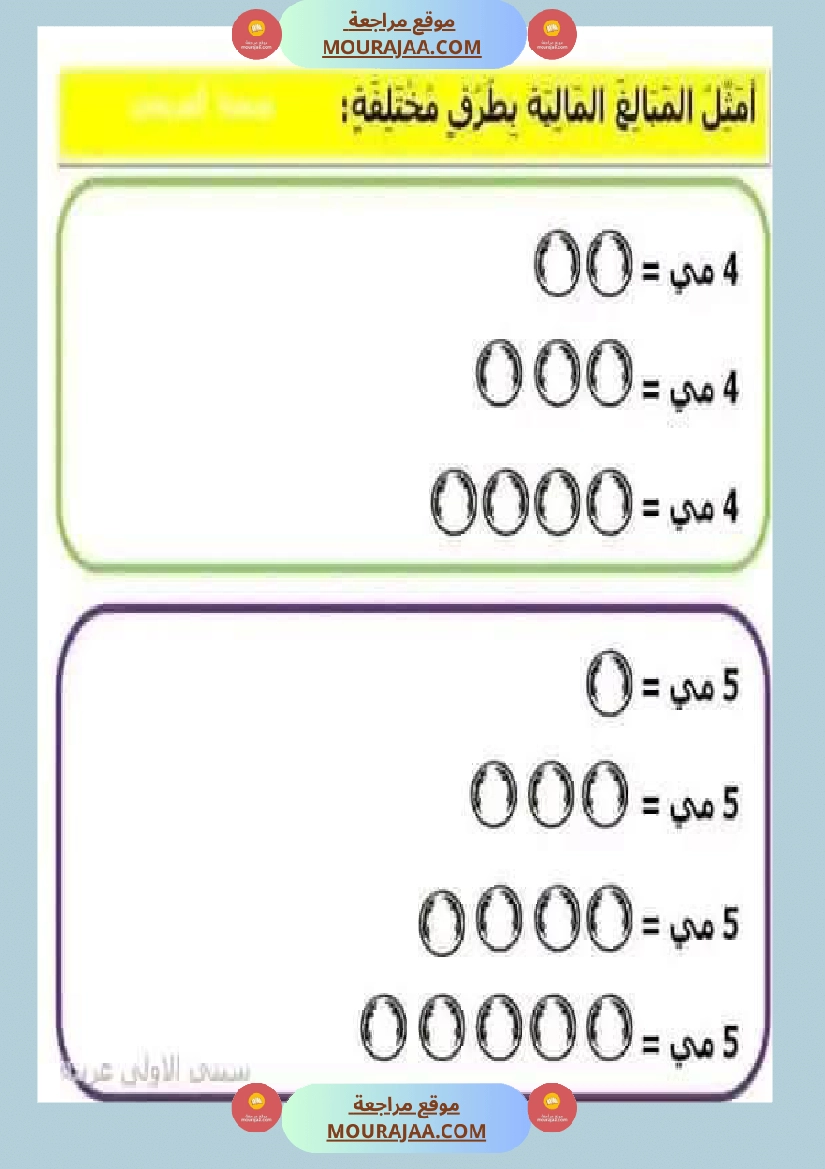 السنة الأولى تطبيقات حول درس التصرف في القطع النقدية المتداولة صفحة 8
