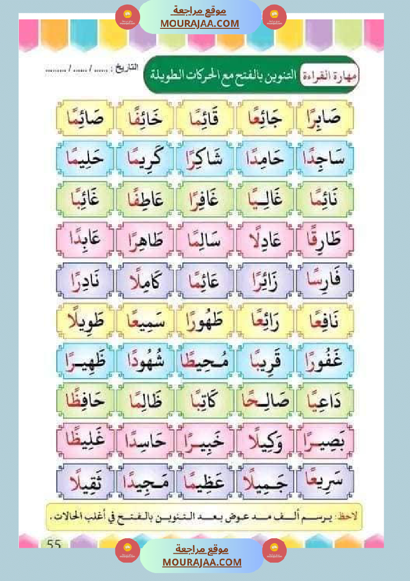 تدريب على القراءة للسنوات الأولى لاتقان القرآءة الجهرية