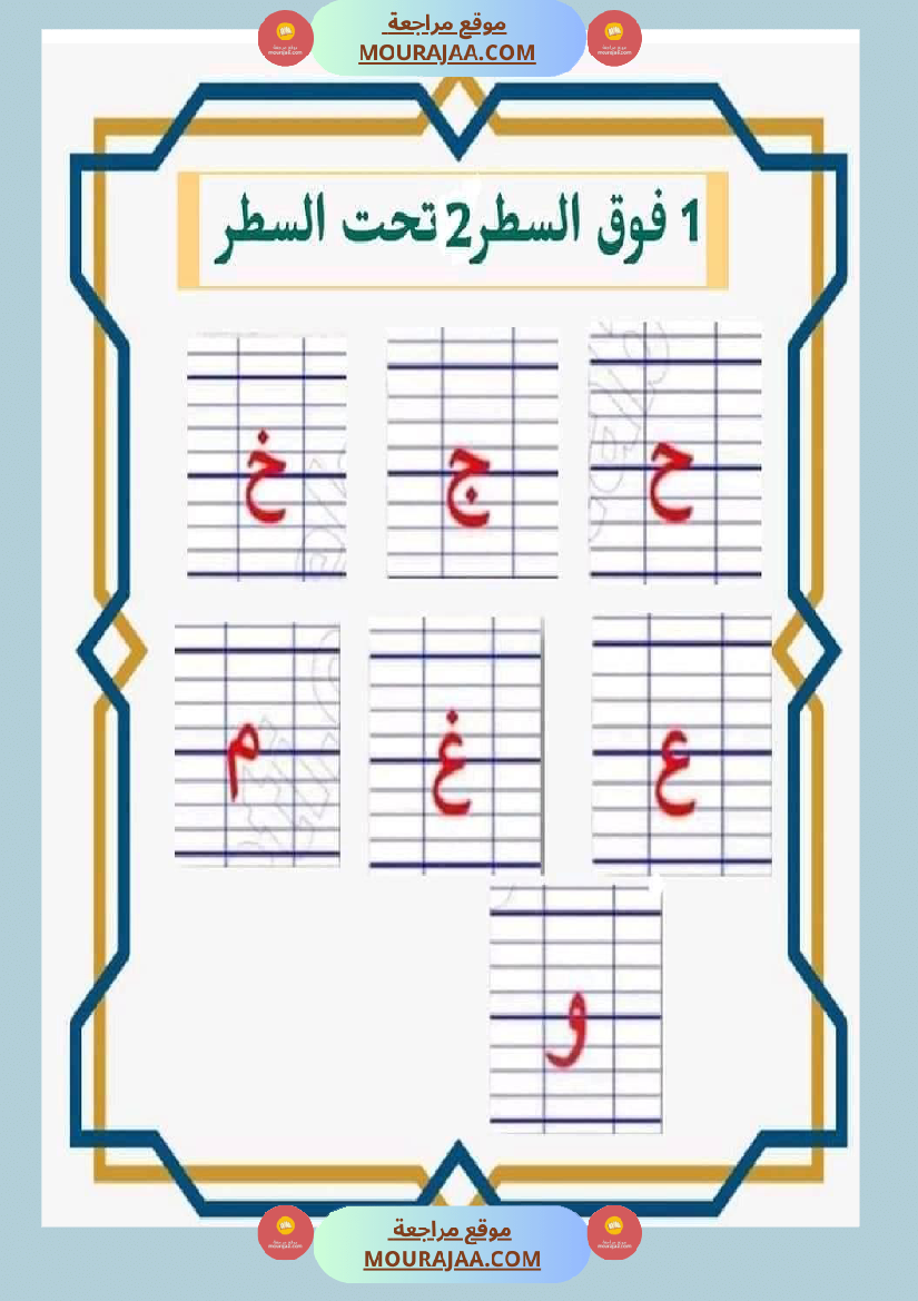 مقاييس الحروف للسنة الأولى