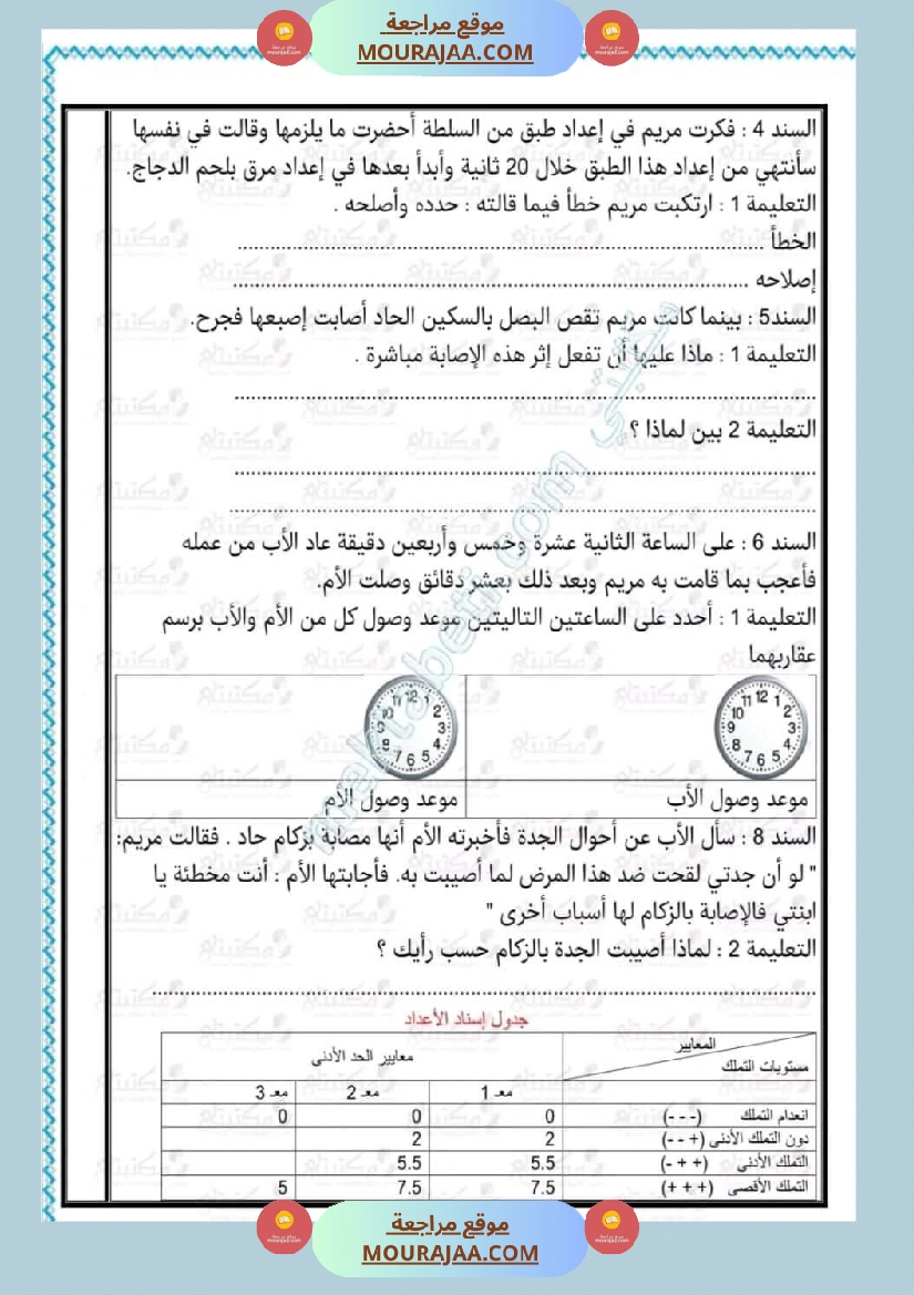 امتحان ايقاظ علمي سنة رابعة ابتدائي الثلاثي الثاني صفحة 2