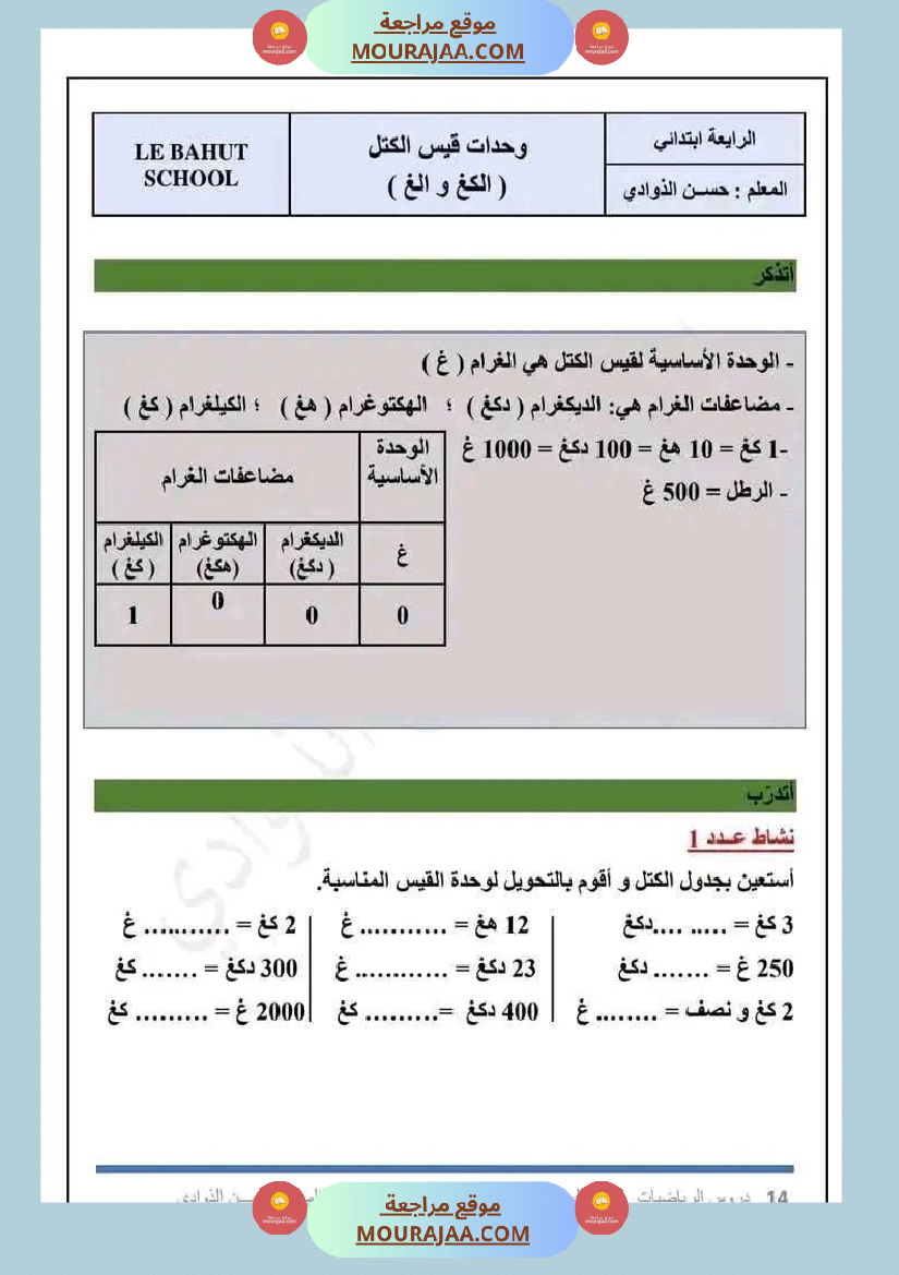 سنة رابعة رياضيات ثلاثي 2