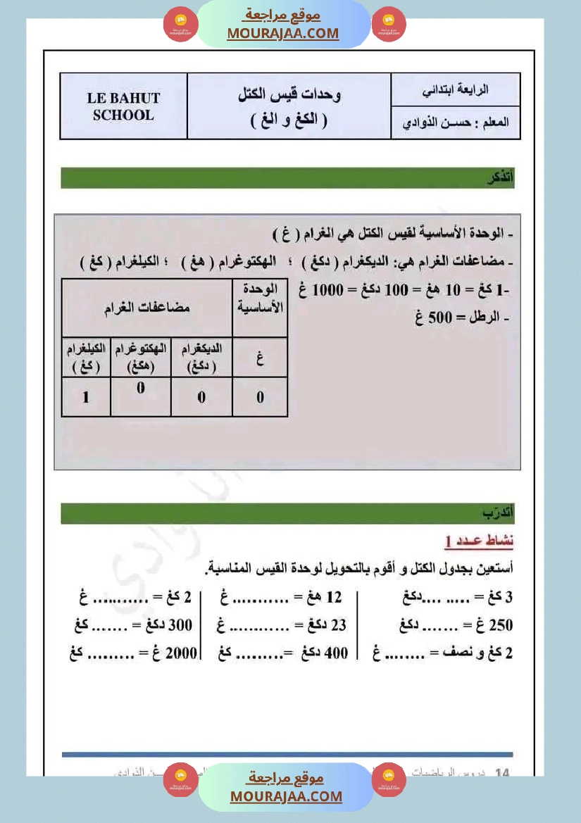 سنة رابعة رياضيات ثلاثي 2 صفحة 5