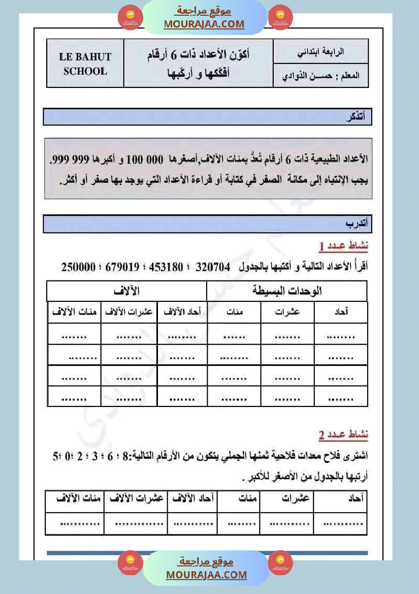 سنة رابعة رياضيات ثلاثي 2