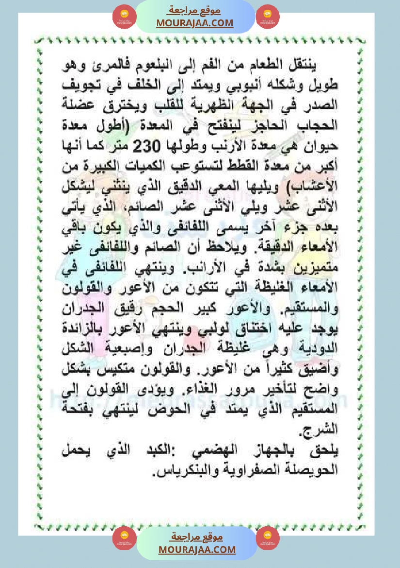 سنة رابعة ايقاظ علمي ثلاثي 2 الجهاز الهضمي عند الأرنب