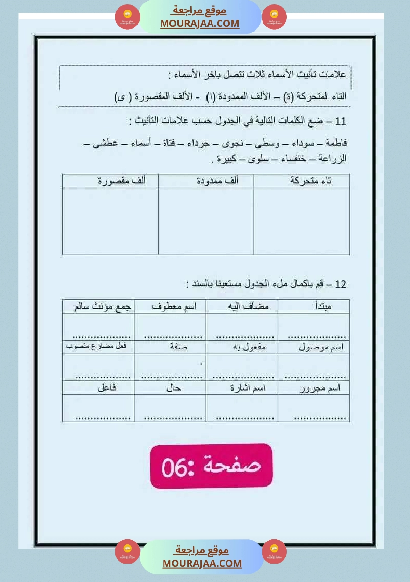 امتحان سنة سادسة ابتدائي قراءة الثلاثي الثاني صفحة 4