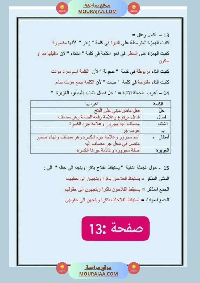 امتحان سنة سادسة ابتدائي قراءة الثلاثي الثاني صفحة 9