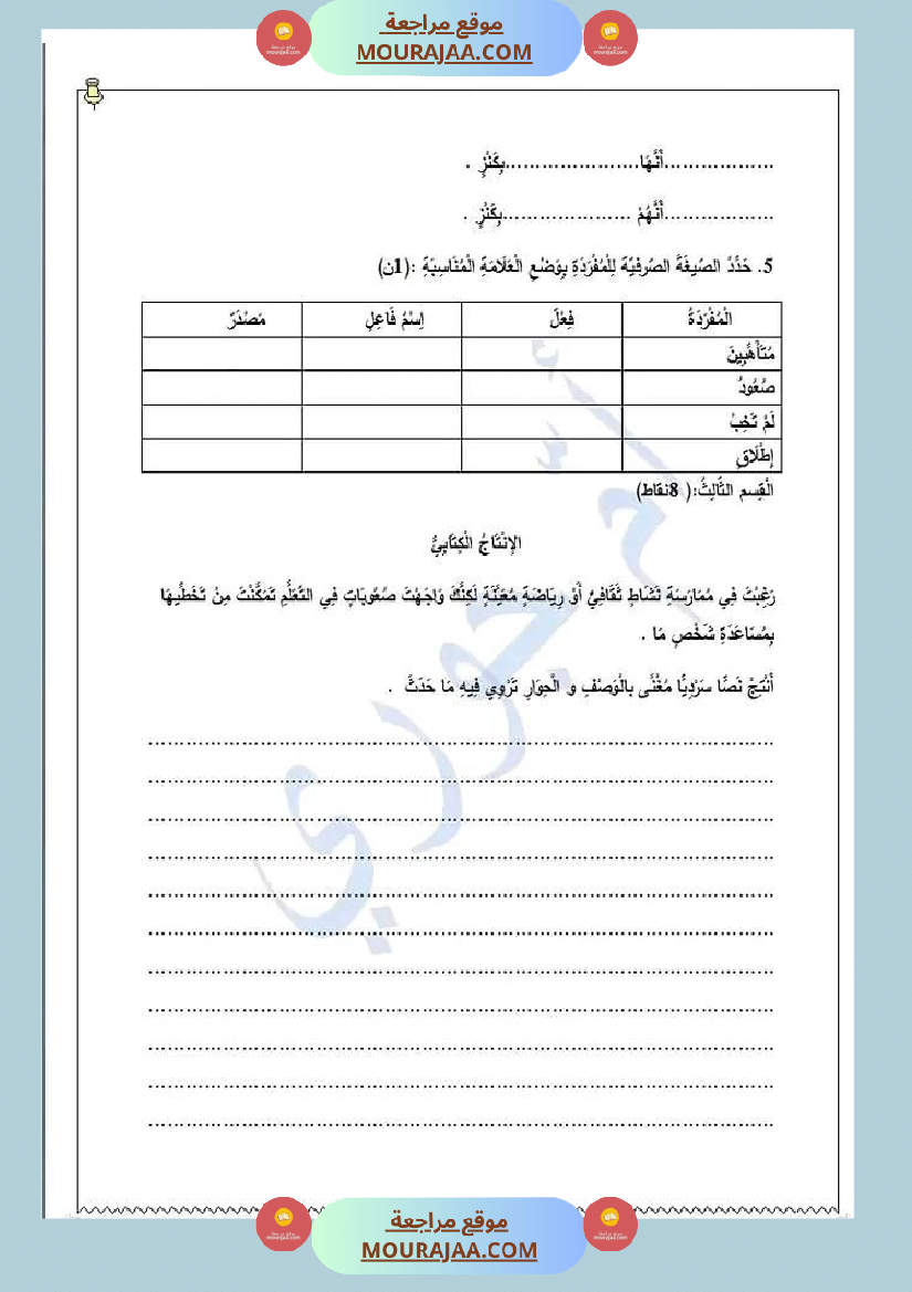 امتحان نهاية الثلاثي قراءة سنة سادسة ابتدائي