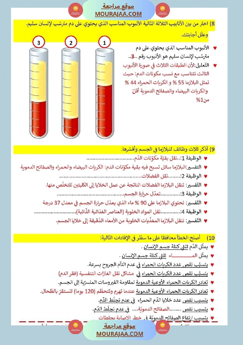 اختبار فيسنة سادسة ابتدائي ايقاظ علمي الثلاثي الثاني صفحة 9