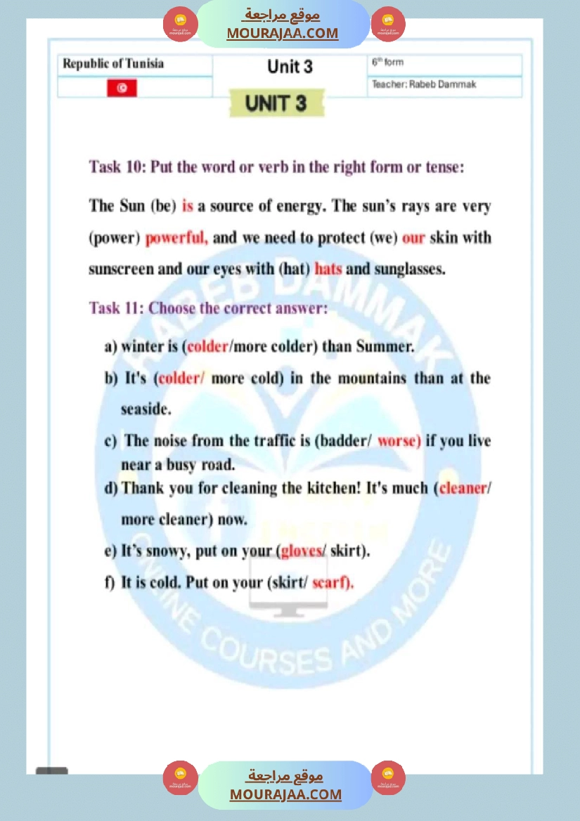 سنة سادسة انڨليزية مع الاصلاح ثلاثي 2 صفحة 15