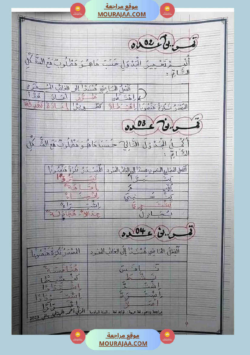 قواعد اللغة للسنوات السادسة