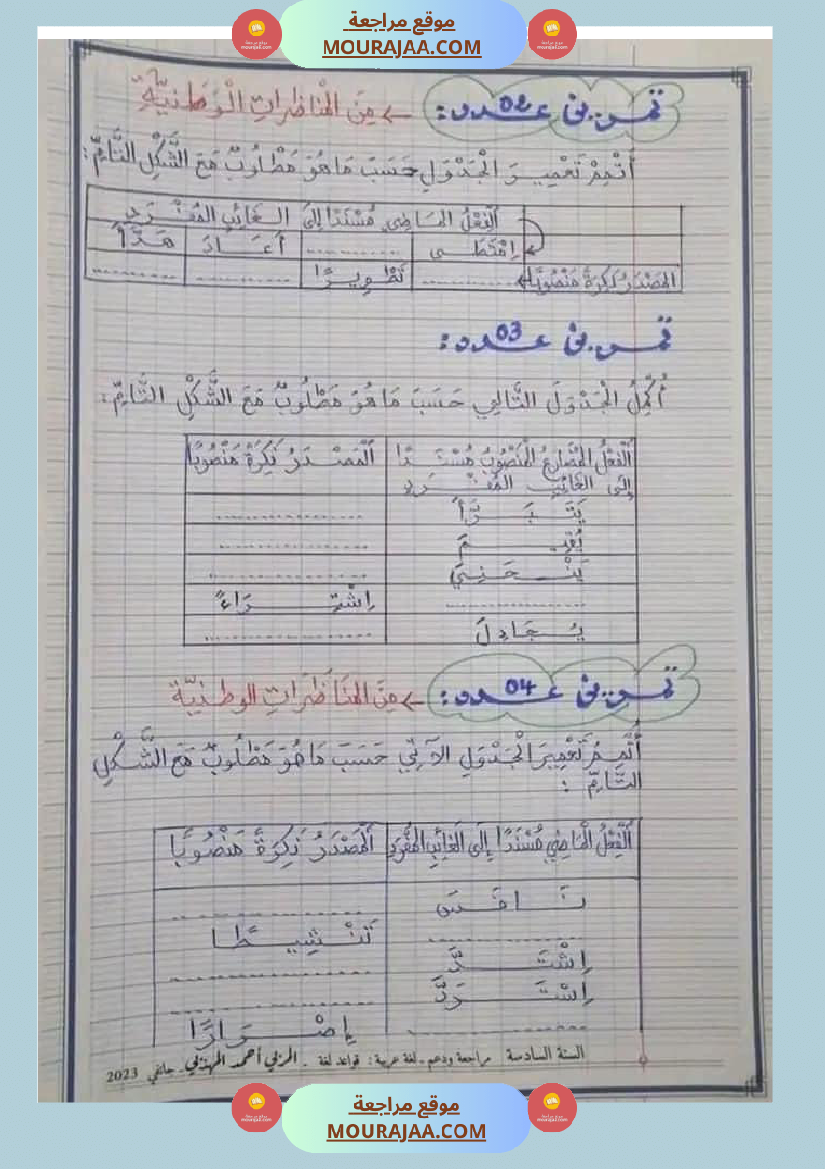 قواعد اللغة للسنوات السادسة
