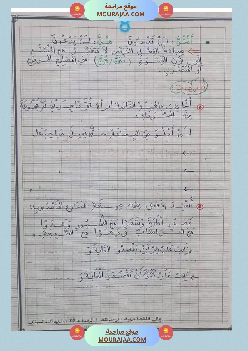 قواعد اللغة للسنوات السادسة صفحة 8