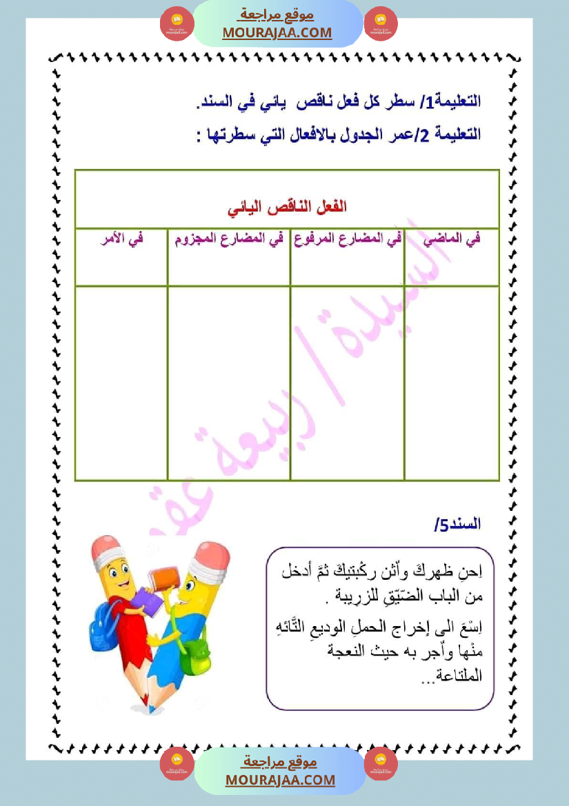 تصريف الناقص في الأمر سنة سادسة